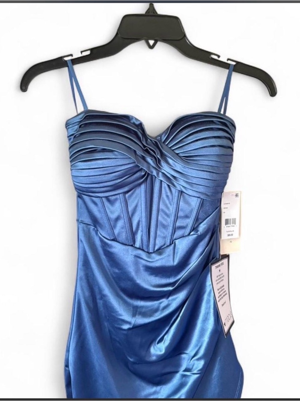 Satin Royal Blue Pleated Bust Cocktail Dress